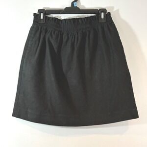 J.Crew Black Linen‎ Blend Skirt Elastic Waist A-Line Casual Everyday Athletic -6